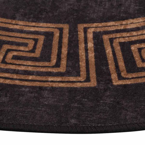 vidaXL Rug Black and Gold 100% Polyester Large Rug Round Modern