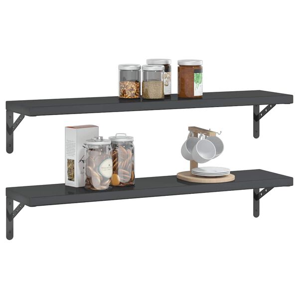 vidaXL Wall Shelf Black Stainless steel with black finish Wall mounting