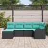 vidaXL Garden Sofa Set 6 pcs Black and Turquoise Poly Rattan