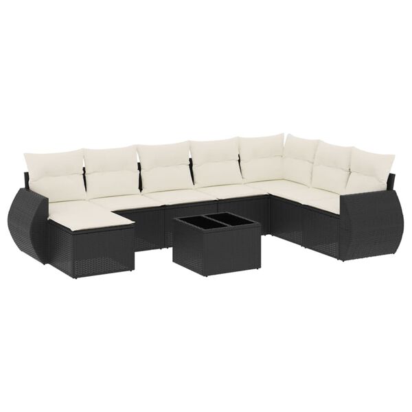 vidaXL Garden Sofa Set Black, Cream White
