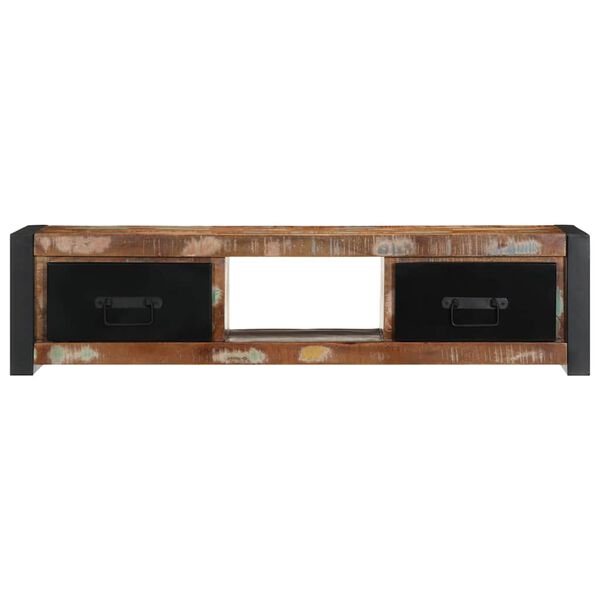 vidaXL TV Cabinet Black and Brown Solid Reclaimed Wood and Iron TV Cabinet
