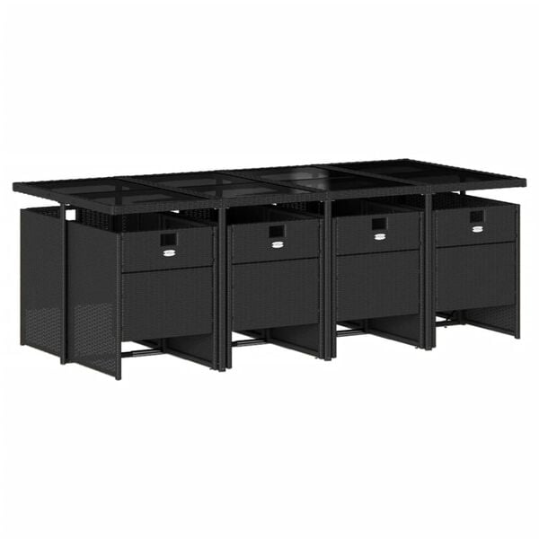 vidaXL Garden Dining Set Black PE rattan Large Foldable