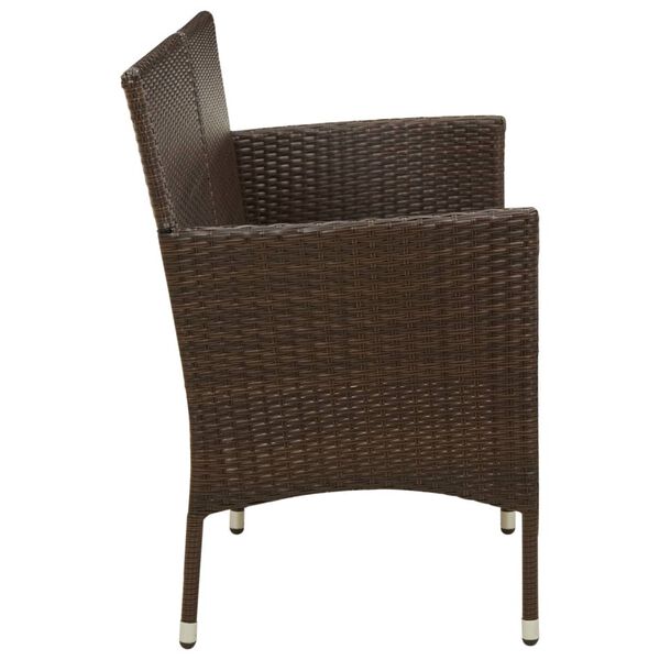 vidaXL Garden Sofa Brown PE rattan, steel, fabric (100% polyester)