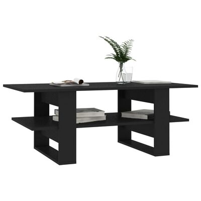 vidaXL Coffee Table Black 43.3"x21.6"x16.5" Chipboard