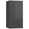 vidaXL TV Cabinet Set of 2 High gloss grey Engineered wood Wall mounting