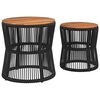 vidaXL Garden Side Table Black and brown PE rattan 2 pcs Stackable