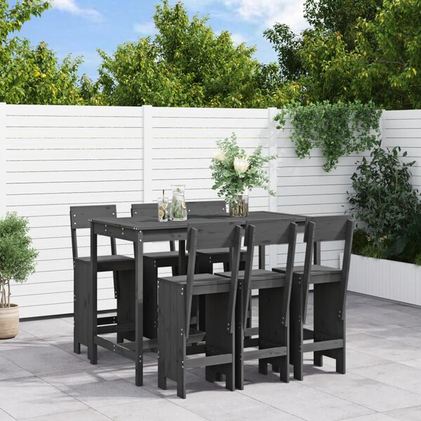 vidaXL Garden Bar Set Grey Solid pine wood