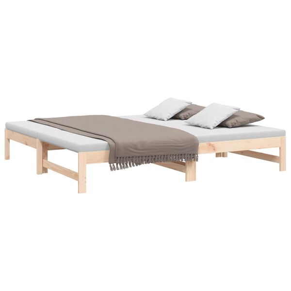 vidaXL Day Bed Natural Wood Solid Pine Wood Double