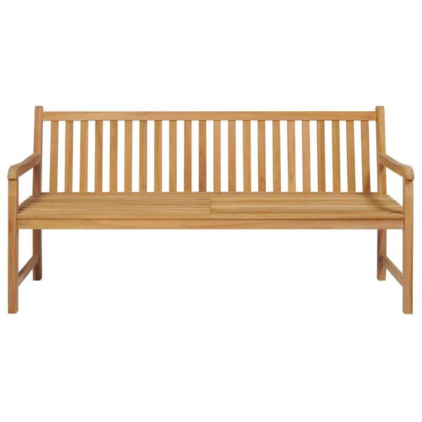 vidaXL Patio Bench with Black Cushion 68.9" Solid Teak Wood