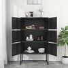 vidaXL Highboard Black Steel Medium Highboard Cabinet Rectangular