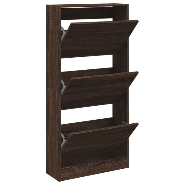 vidaXL Shoe Cabinet Brown Oak 23.6"x8.3"x49.4" Engineered Wood