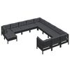 vidaXL Garden Lounge Set Black Solid pine wood, 100% polyester fabric