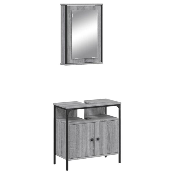 vidaXL Bathroom Furniture Set Gray Sonoma