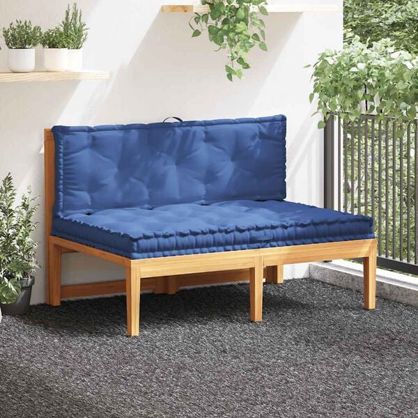 vidaXL Pallet Cushion Light Blue 100% Cotton Fabric with Cotton Mix Filling