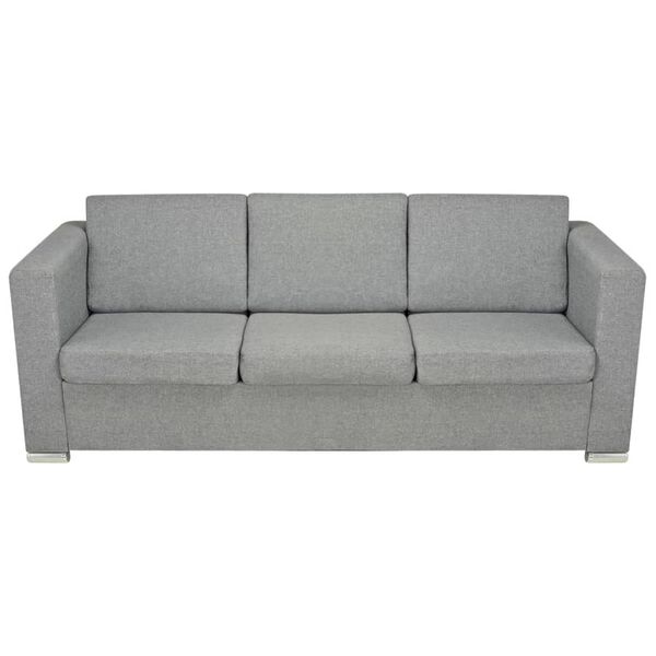 vidaXL Sofa Light grey Polyester fabric, Wooden frame, Chrome-plated legs