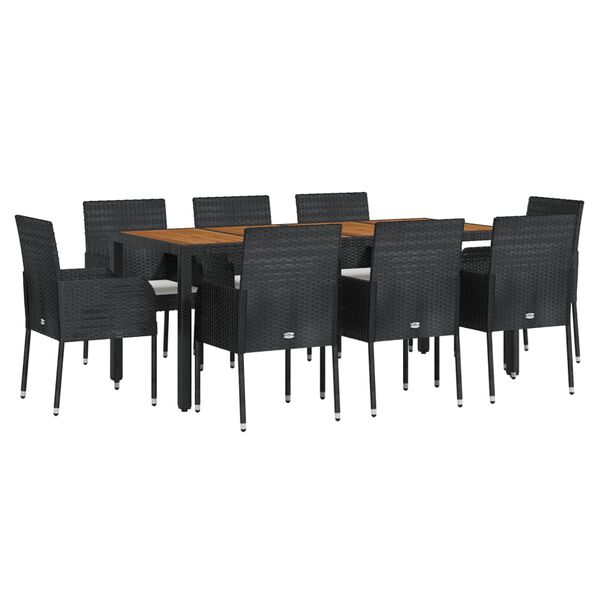 vidaXL Garden Dining Set Black, Cream White