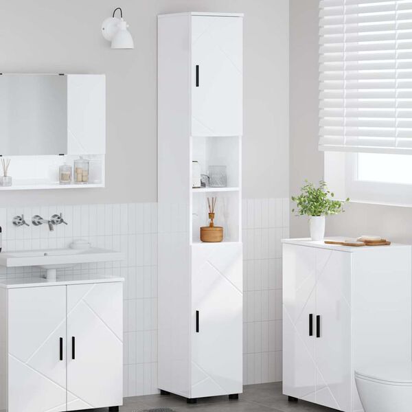 vidaXL Bathroom Tall Cabinet High gloss white 30 x 35 x 192 cm