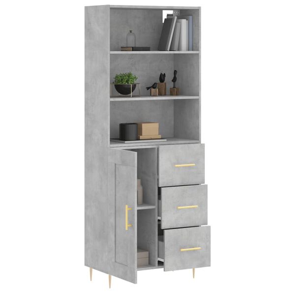 vidaXL Highboard Concrete grey Engineered wood, metal One Size Highboard