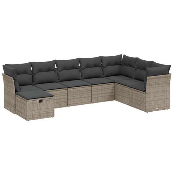 vidaXL Garden Sofa Set Grey Poly Rattan, Steel Frame Large Modular