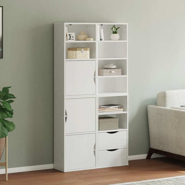 vidaXL Side Cabinet White Solid Pine Wood, Engineered Wood Medium