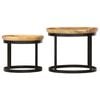 vidaXL Side Table Brown and black Solid mango wood and powder-coated steel