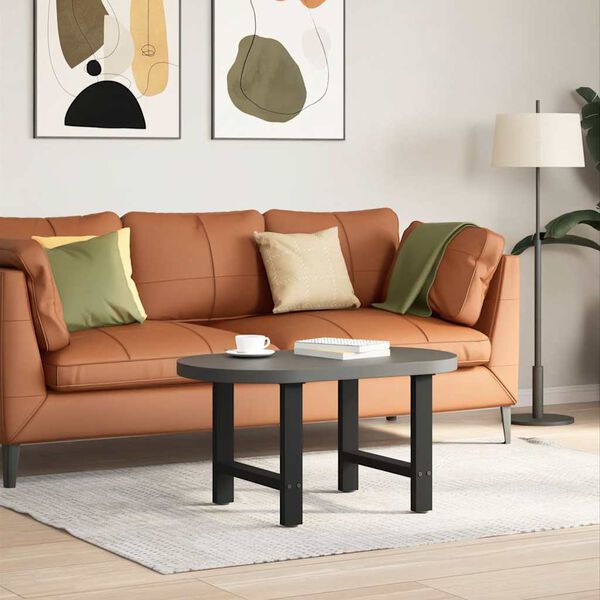 vidaXL Coffee Table Leg Set of 2 Black Powder-coated steel Standard