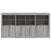 vidaXL Sideboard with LED Lights Gray Sonoma 79.5"x14.6"x39.4"