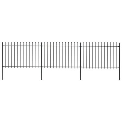 vidaXL Garden Fence with Spear Top Steel 200.8"x47.2" Black