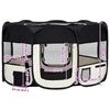 vidaXL Dog Playpen Black and Cream Polyester Foldable Dog Playpen