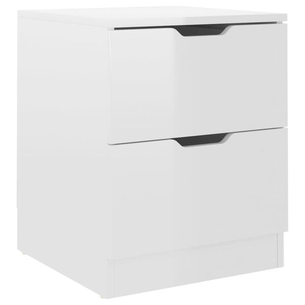 vidaXL Bedside Cabinet Set of 2 High gloss white Engineered wood