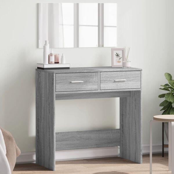 vidaXL Dressing Table Gray Sonoma Engineered Wood, Glass Medium