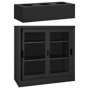vidaXL Cabinet With Planter Box Anthracite Steel, tempered glass Medium