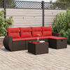 vidaXL 6 Piece Patio Sofa Set with Cushions Brown Poly Rattan