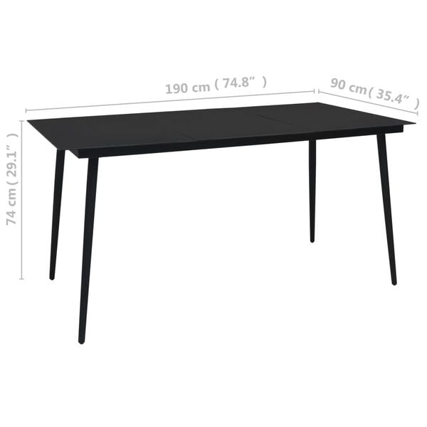 vidaXL Dining Table Black Glass 74.8 x 35.4 in Modern Dining Table