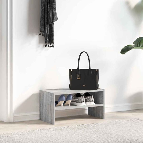 vidaXL Shoe Rack Grey Sonoma Engineered wood Medium Stackable