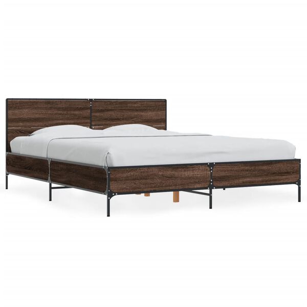 vidaXL Bed Frame Brown Oak Engineered Wood Double Bed Frame