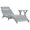 vidaXL Sun Lounger Grey Solid Acacia wood Standard Foldable