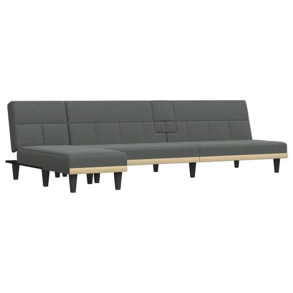 vidaXL L-shaped Sofa Bed Dark Grey