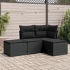 vidaXL Garden Sofa Set Black PE rattan, powder-coated steel 4 Piece Set