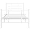 vidaXL Bed Frame White Powder-Coated Steel Twin Metal Bed Frame