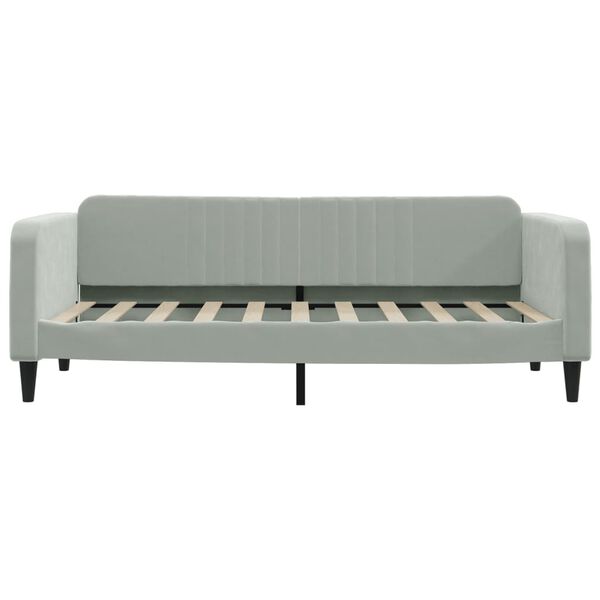 vidaXL Day Bed Light grey Velvet, Metal, Solid Wood, Plywood Single