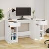 vidaXL Desk White Engineered wood Medium Modern Desk Rectangular