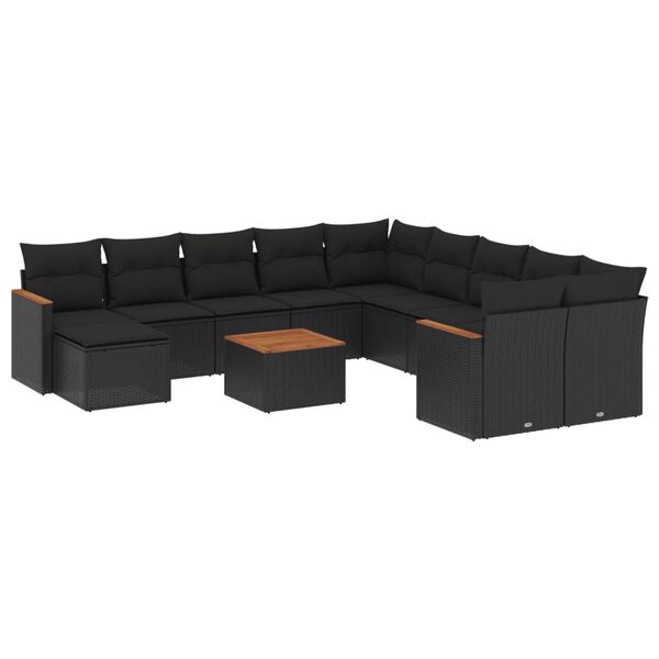 vidaXL Garden Sofa Set Black
