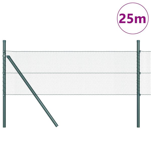 vidaXL Fence with Posts Green 0.5 x 25 m PVC-coated steel
