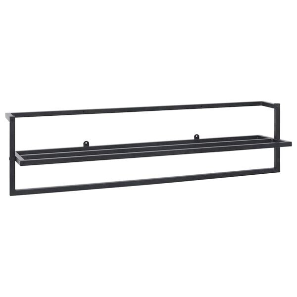 vidaXL Towel Rack Black Iron 37.4 in x 9.8 in x 8.7 in Towel Rack