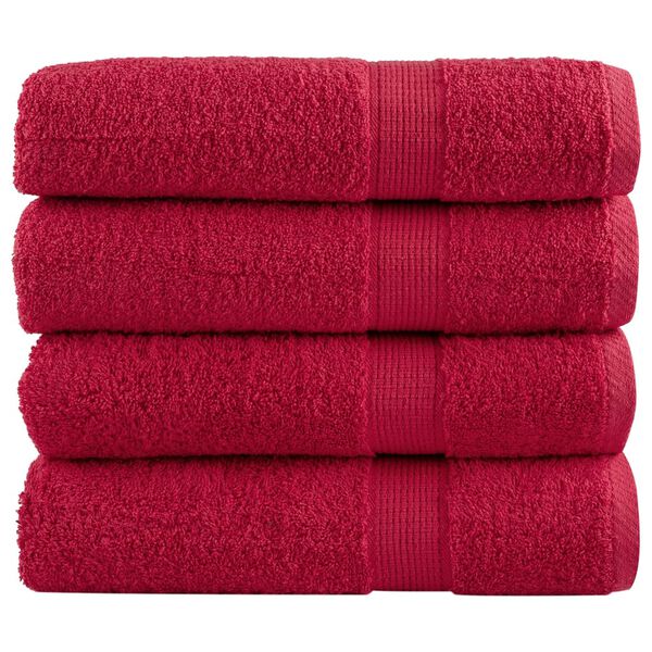 vidaXL Bath Towel Set of 4 Red 100% Cotton Large Bath Towel