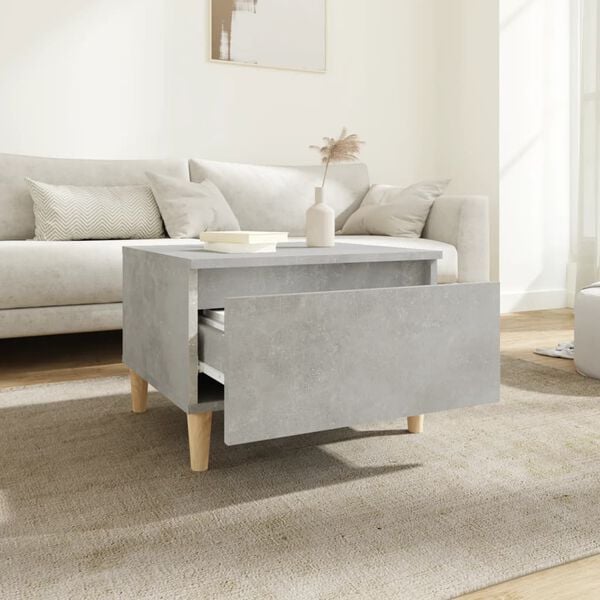vidaXL Side Table Concrete grey Engineered wood, solid eucalyptus wood