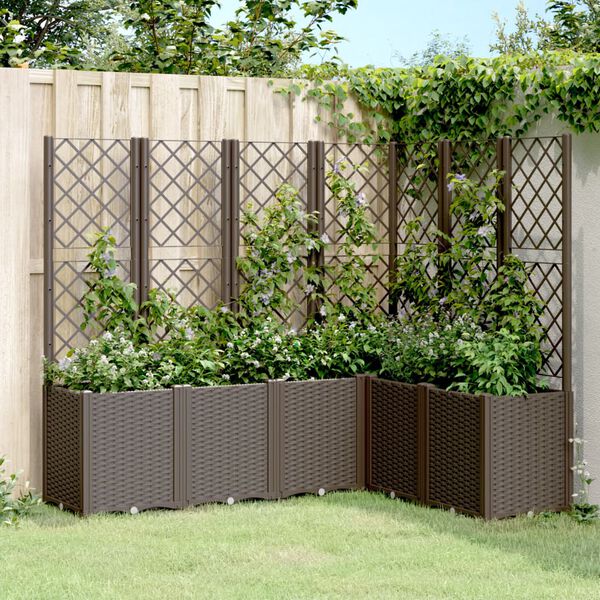 vidaXL Garden Planter with Trellis Brown 63"x47.2"x55.1" PP