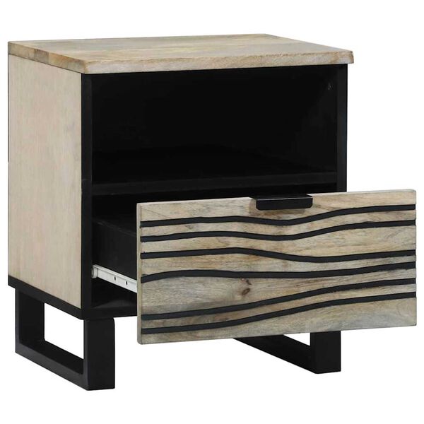 vidaXL Bedside Cabinet White and Black 15.75 x 12.99 x 18.11 in