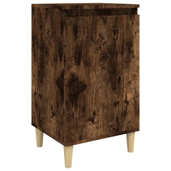vidaXL Nightstand Smoked oak Engineered wood, solid eucalyptus wood Small